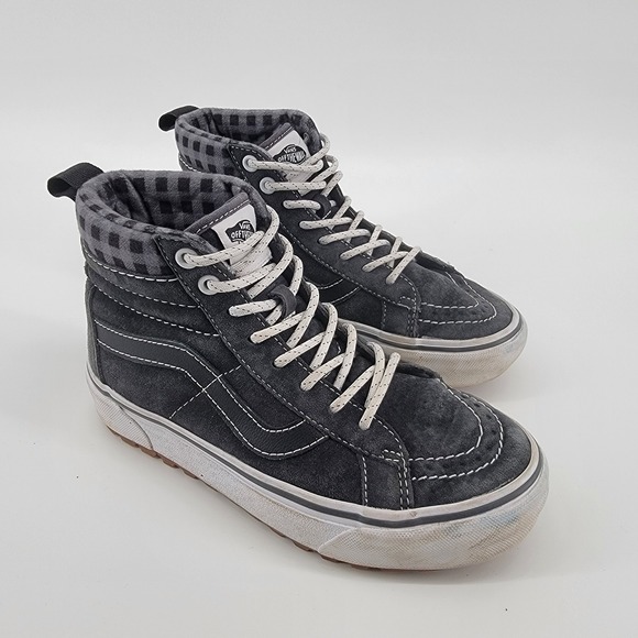Vans Other - Vans Sk8-Hi MTE-1 Sneakers Mens 3.5 Womens 5 Grey Plaid Suede Weatherproof